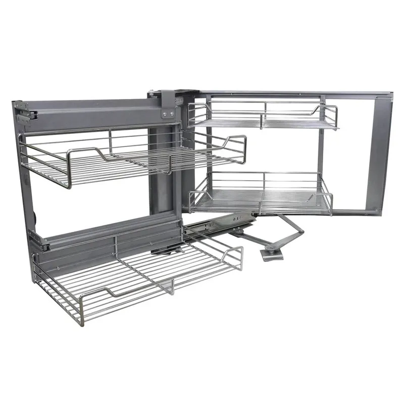 Monstershop KuKoo Corner Kitchen Cupboard Pull Out Drawers - Left Hand in Silver - Silver
