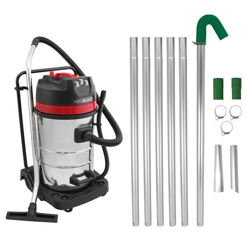 Monstershop Maxblast Gutter Vacuum Poles & 80L Wet & Dry Vacuum in Silver Silver