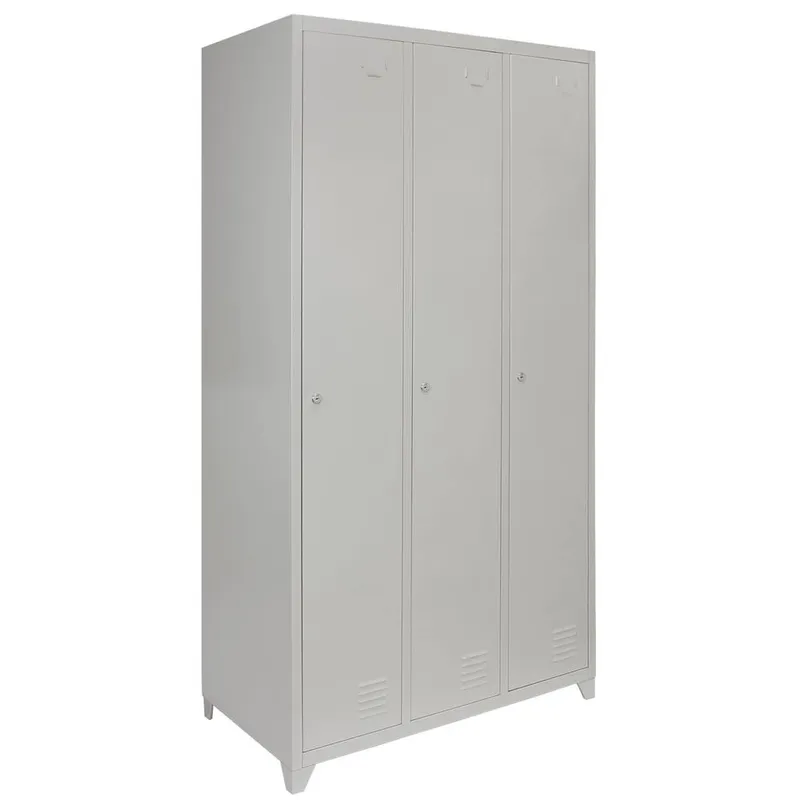 Monstershop Unisex Metal Storage Lockers - Three Doors, in Grey Grey female