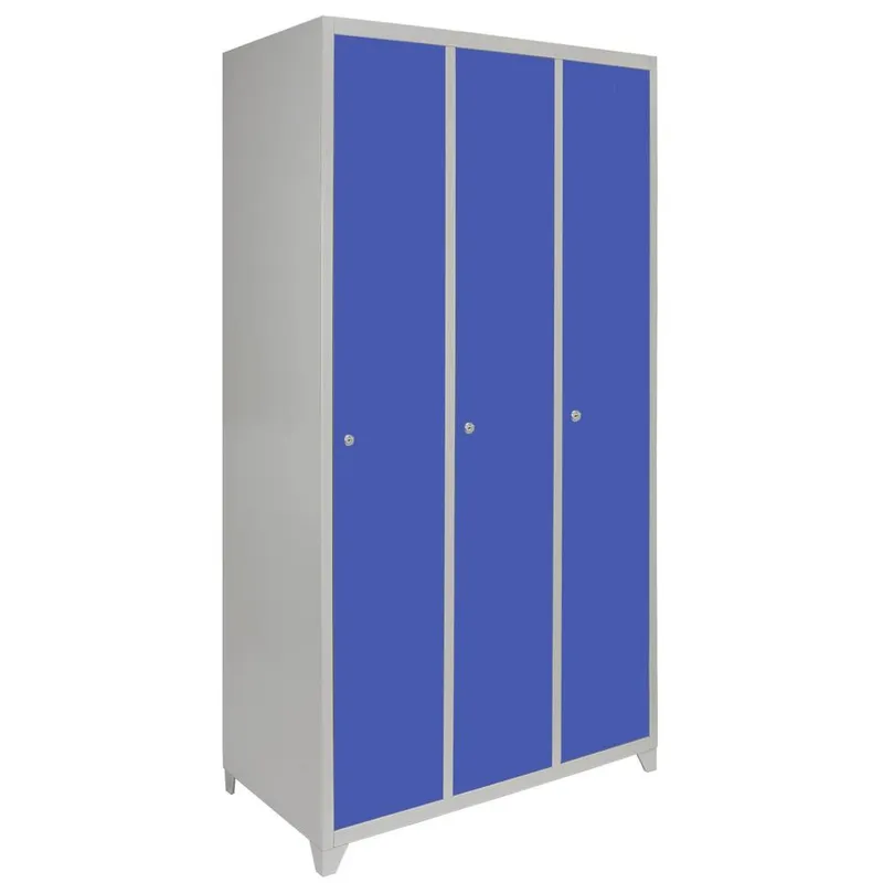 Monstershop Metal Storage Lockers - Three Doors Wide, Blue Blue