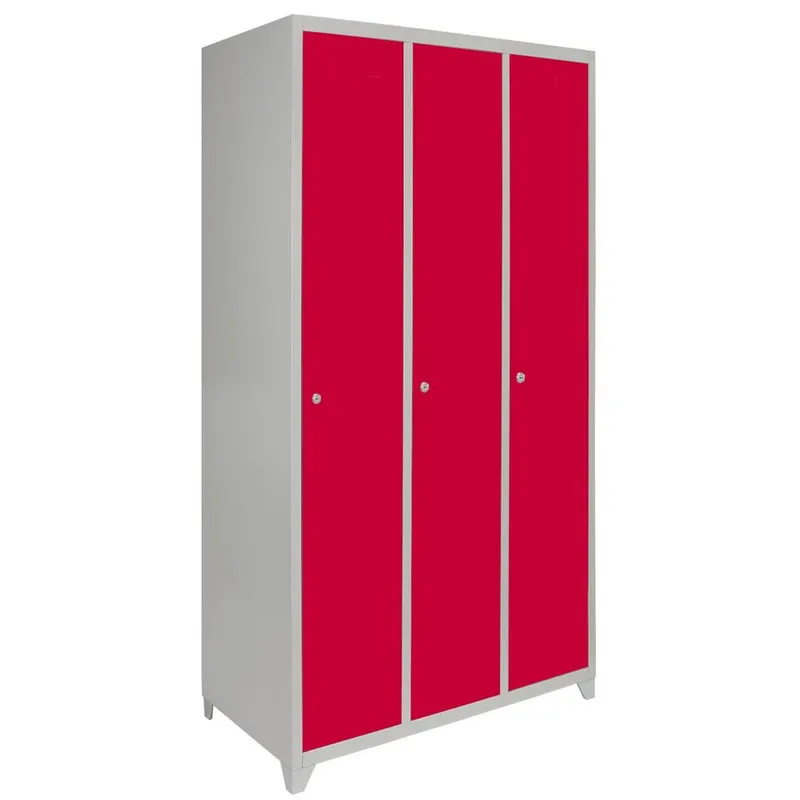 Monstershop Metal Storage Lockers - Three Doors Wide, Red - Red