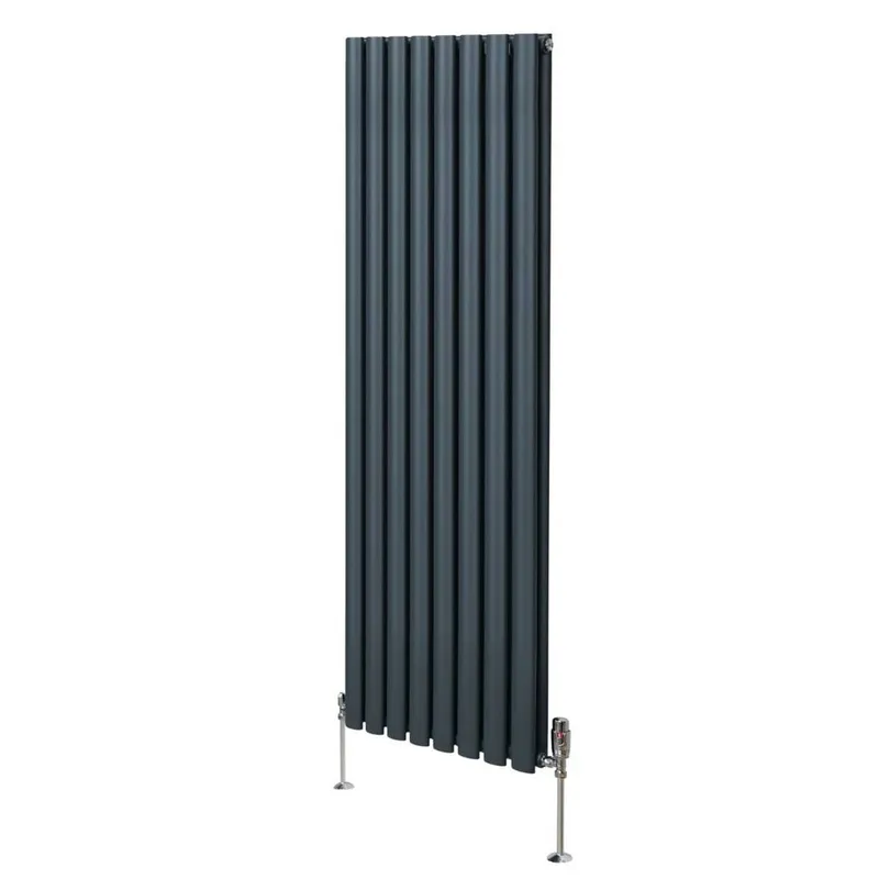 Monstershop Oval Column Radiator & Valves - 1600mm x 480mm - Anthracite Grey Grey