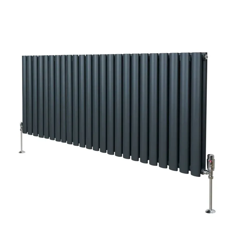 Monstershop Oval Column Radiator & Valves - 600mm x 1440mm - Anthracite Grey Grey