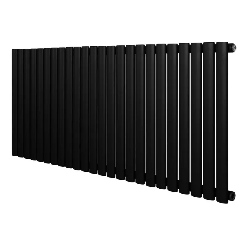 Monstershop Oval Single Column Radiator - 600 x 1440mm - Black - Black