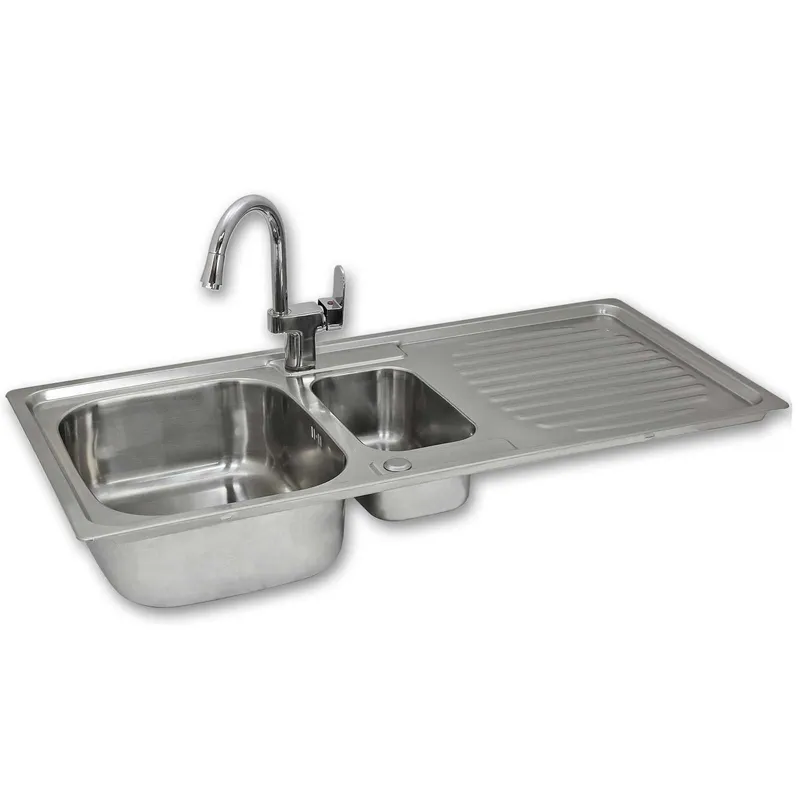 Monstershop Unisex Premium Stainless Steel Kitchen Sink & Confetti Tap in Silver Silver female