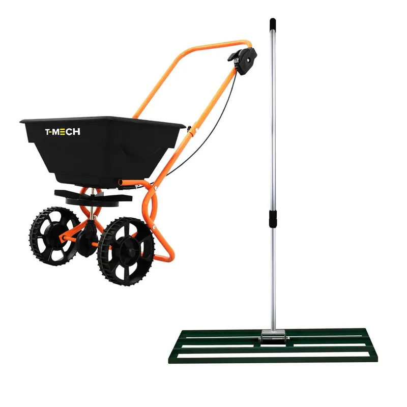 Monstershop Rotary Spreader & 100cm Lawn Leveller - Green - Green