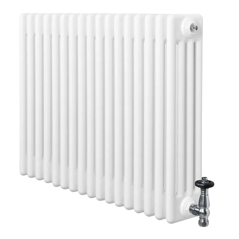 Monstershop Traditional 4 Column Radiator & Valves - 600 x 785mm - White White