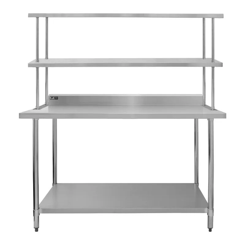 Kukoo Monster Shop - Kitchen Catering Table With Double Over-Shelf Work Bench Heavy