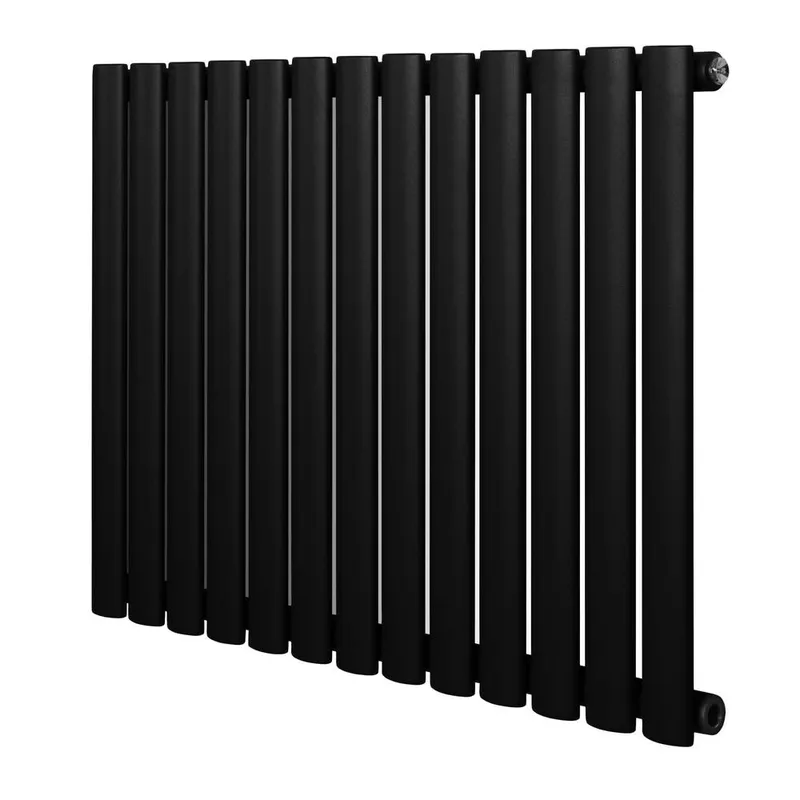 Monstershop Oval Single Column Radiator - 600 x 780mm - Black - Black