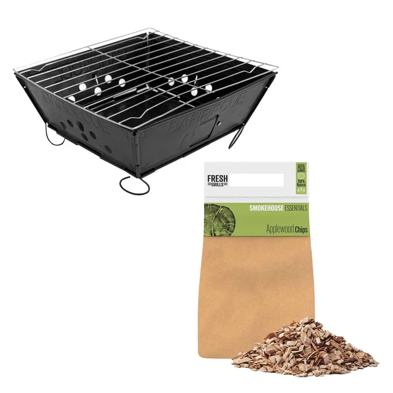 Monstershop Unisex Portable Bbq w/ Applewood Wood Chips in Black Black One Size female