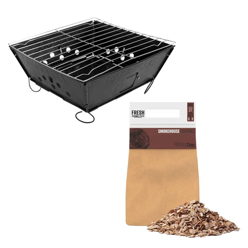 Monstershop Unisex Portable Bbq w/ Hickory Wood Chips in Black Black One Size female