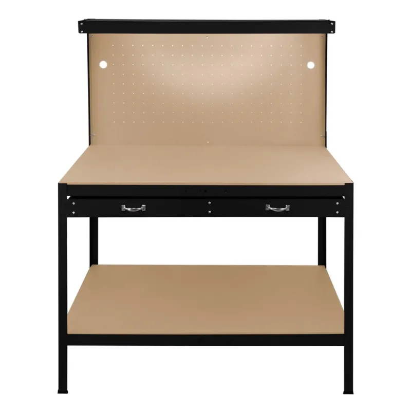 Monstershop Workbench with Pegboard, Drawer & Light - Black Black