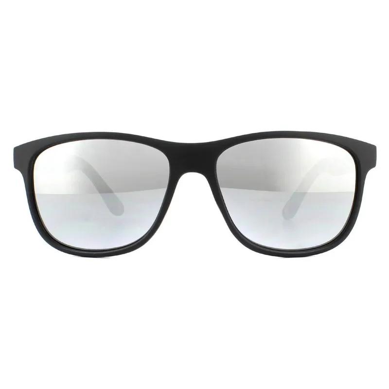 montana Unisex Rectangle Black Silver Mirror Sunglasses - Black