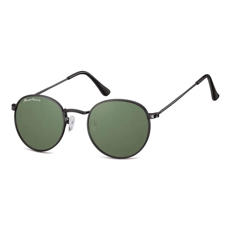 montana Unisex Round Black Green S92 Sunglasses - Black