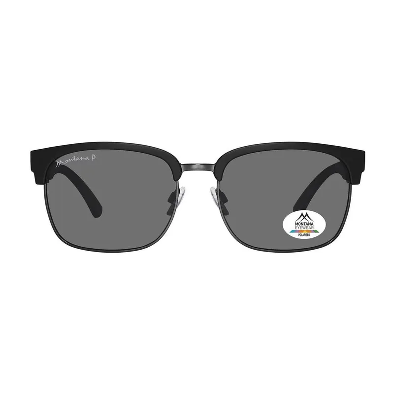 montana Unisex Round Matte Black Gunmetal Grey Polarized MP192 Black One Size female