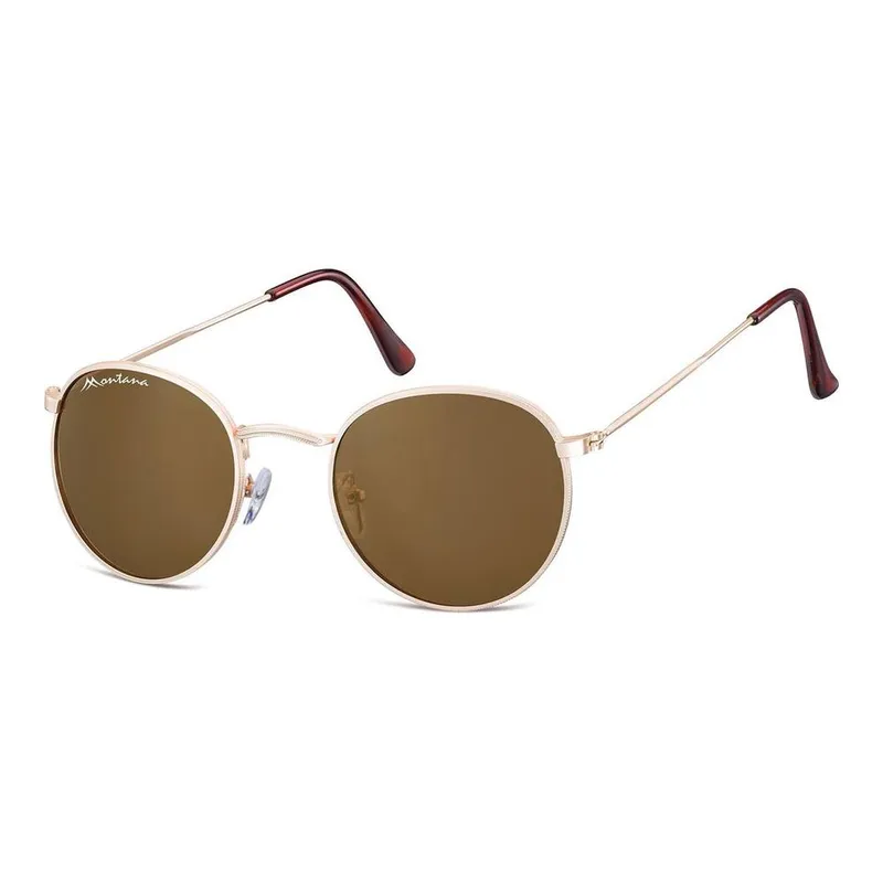 montana Unisex Round Matte Gold Brown S92 Sunglasses - Gold