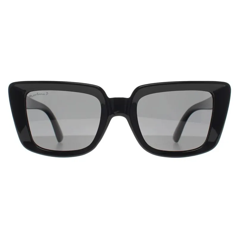 montana Women's Rectangle Shiny Black Smoke Polarized MP193 Black female
