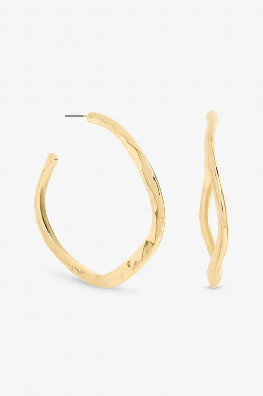 Mood Women's Gold Plated Large Molten Hoops Gold One Size female