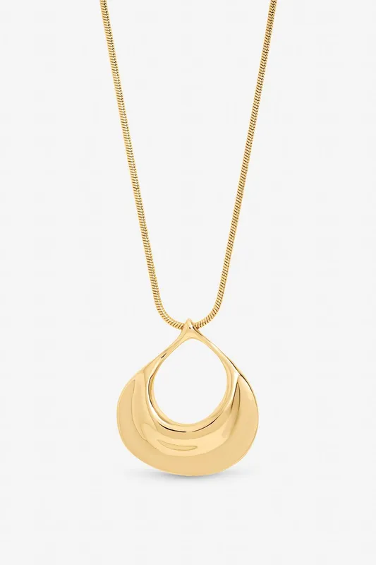 Mood Women's Gold Plated Polished Long Open Drop Pendant - Gold