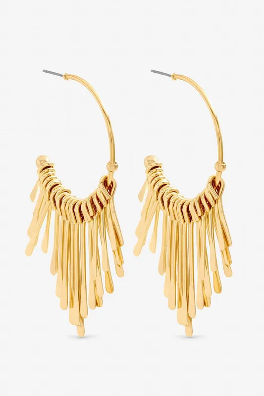 Mood Women's Gold Plated Polished Stick Hoops Ring - Gold