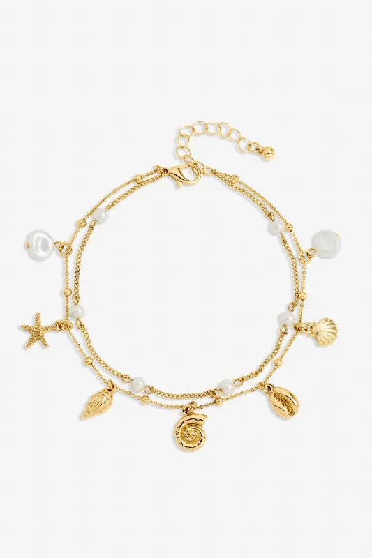 Mood Women's Gold Plated Shell Anklet - Gold - Size: One Size