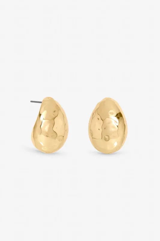 Mood Women's Gold Plated Textured Dome Hoops Gold