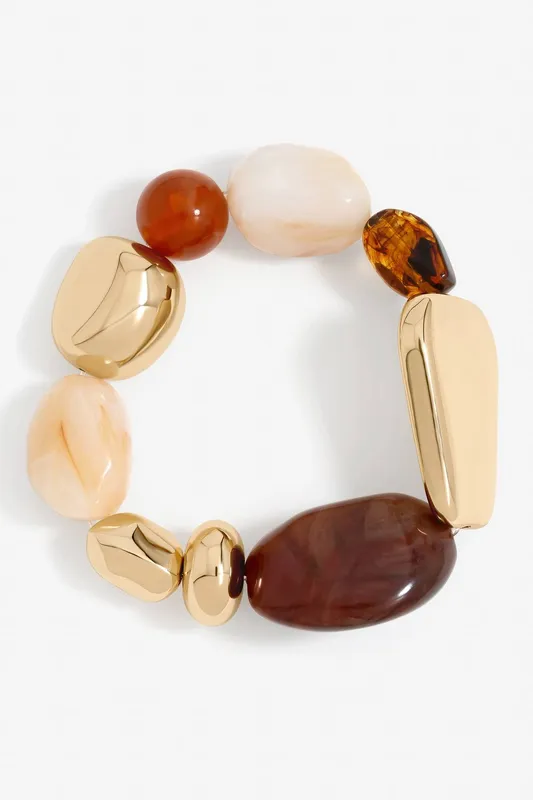 Mood Women's Gold Polished & Resin Stretch Bracelet - Gold
