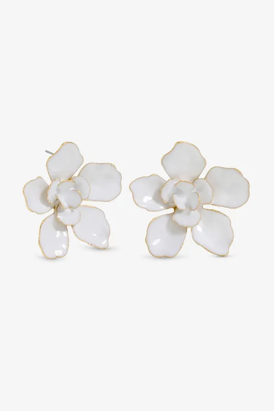 Mood Women's Gold White Floral Earrings White One Size female