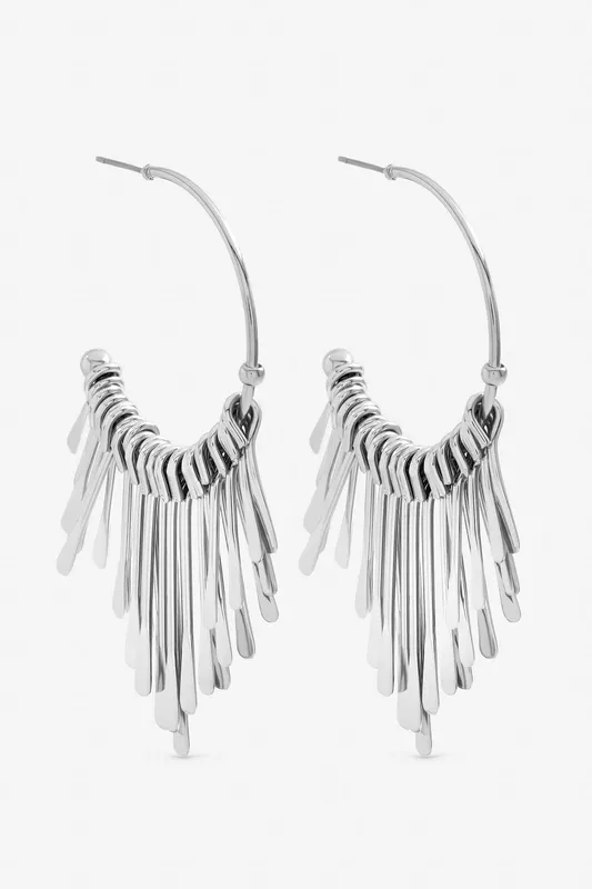 Mood Women's Silver Plated Polished Stick Hoops Silver One Size