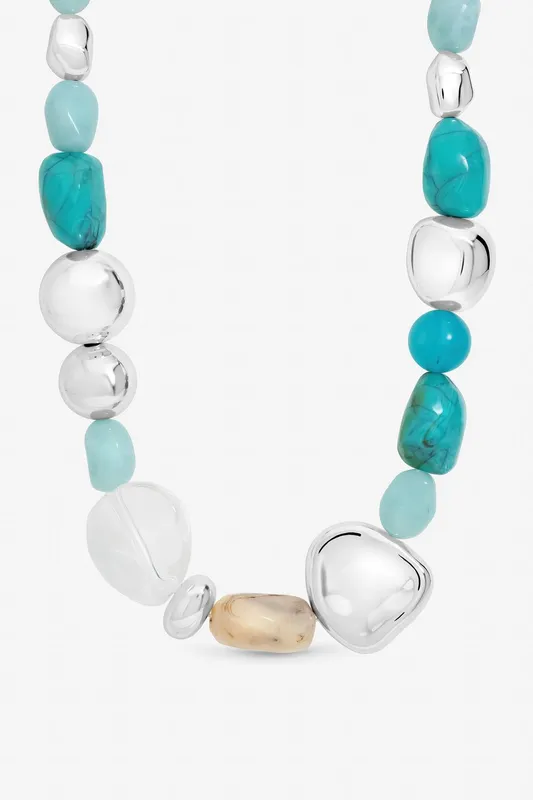 Mood Women's Silver & Turquoise Resin Necklace Turquoise