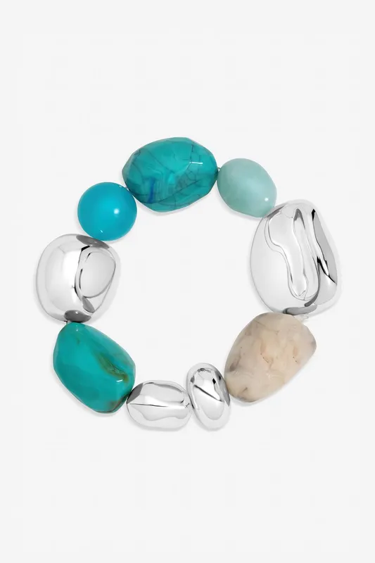 Mood Women's Silver & Turquoise Resin Stretch Bracelet Silver female
