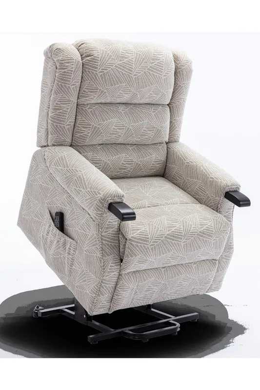 More4Homes Ashfield Electric Fabric Dual Motor Rise Recliner Lift Mobility Chair in Cream Cream