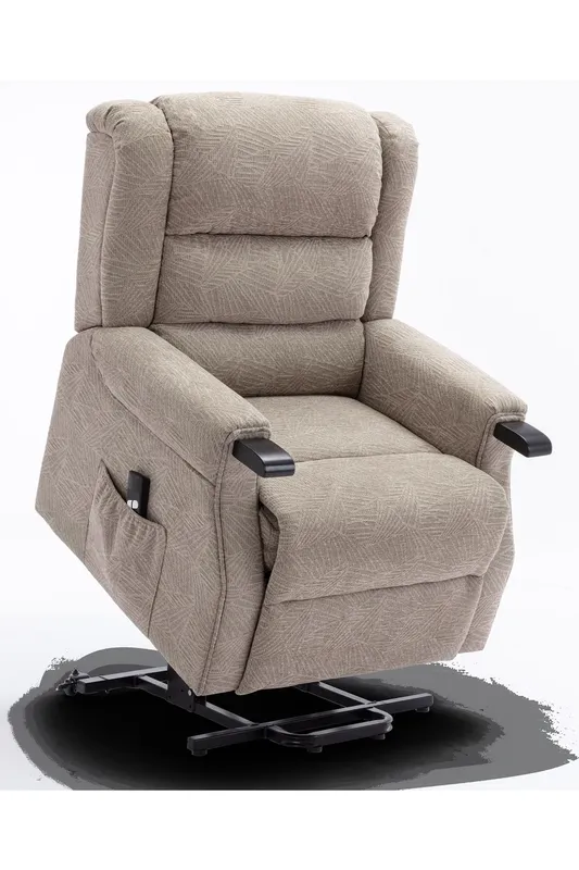 More4Homes Ashfield Electric Fabric Single Motor Rise Recliner Mobility Chair in Light Brown Light Brown