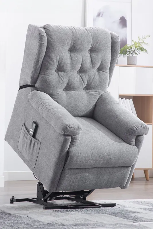 More4Homes Barnsley Fabric Electric Dual Motor Rise Recliner Mobility Armchair in Grey Grey