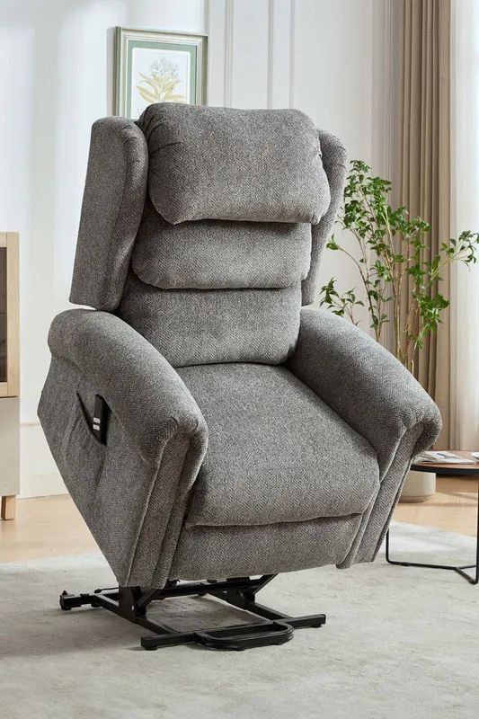 More4Homes Belvoir Grey Fabric Dual Motor Mobility Rise Recliner Chair Grey