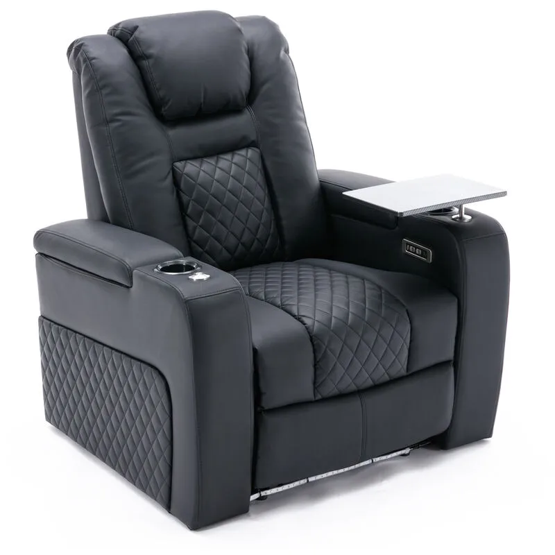 More4homes - broadway cinema chair black with tray - Black