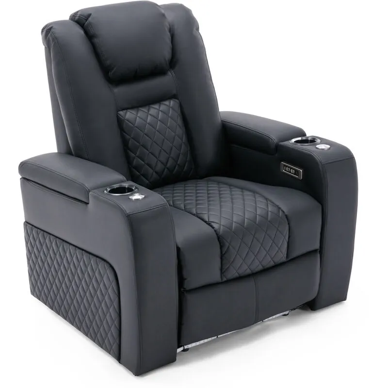 More4homes - broadway cinema recliner electric chair black - Black