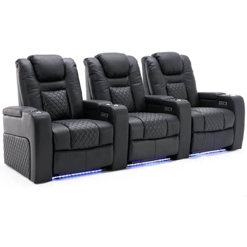 MORE4HOMES Broadway Cinema Sofa 3 Seater Black