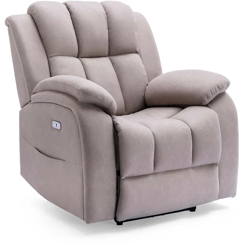 More4homes - brookline electric fabric auto recliner armchair gaming usb lounge sofa chair pumice - Pumice