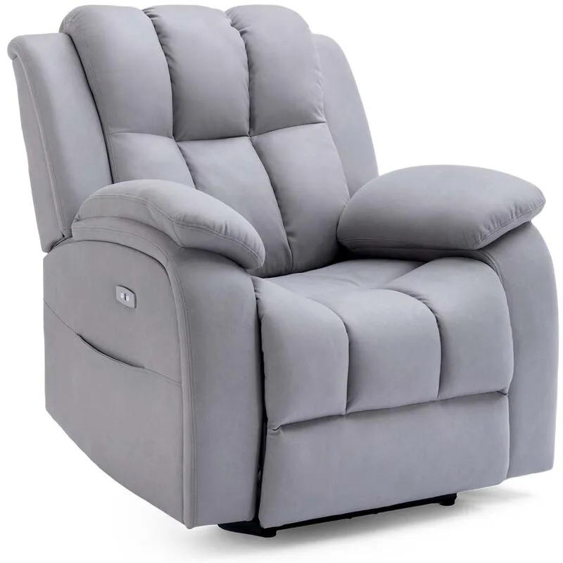 More4homes - brookline electric fabric auto recliner armchair gaming usb lounge sofa chair grey - Grey
