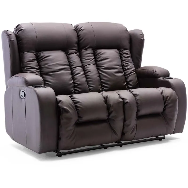 More4homes - caesar high back manual bond grade leather recliner 3+2+1 suite sofa armchair set brown 2 seater - Brown