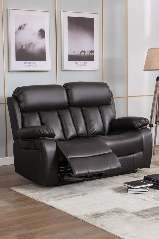 More4Homes Chester 2 Seater Manual High Back Bonded Leather Recliner Sofa in Brown Brown