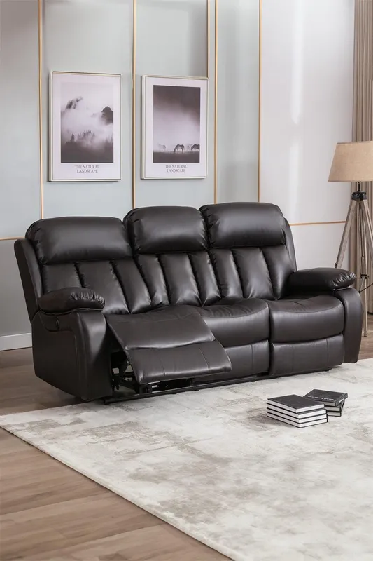 More4Homes Chester 3 Seater Electric High Back Bonded Leather Recliner Sofa in Brown Brown