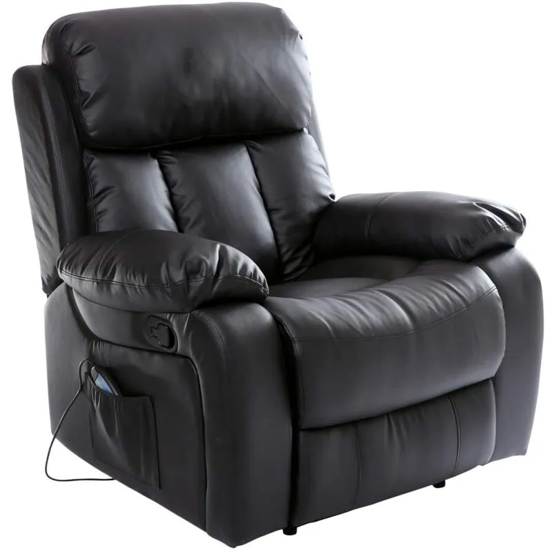 More4homes - chester black real leather recliner armchair