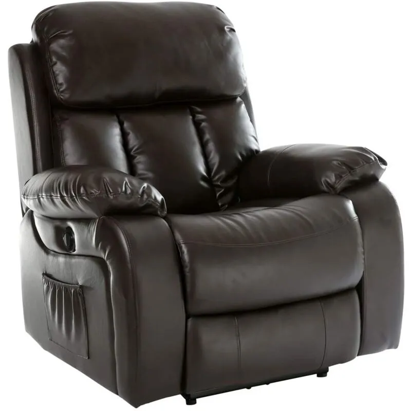 MORE4HOMES Chester Brown Automatic Leather Recliner Chair