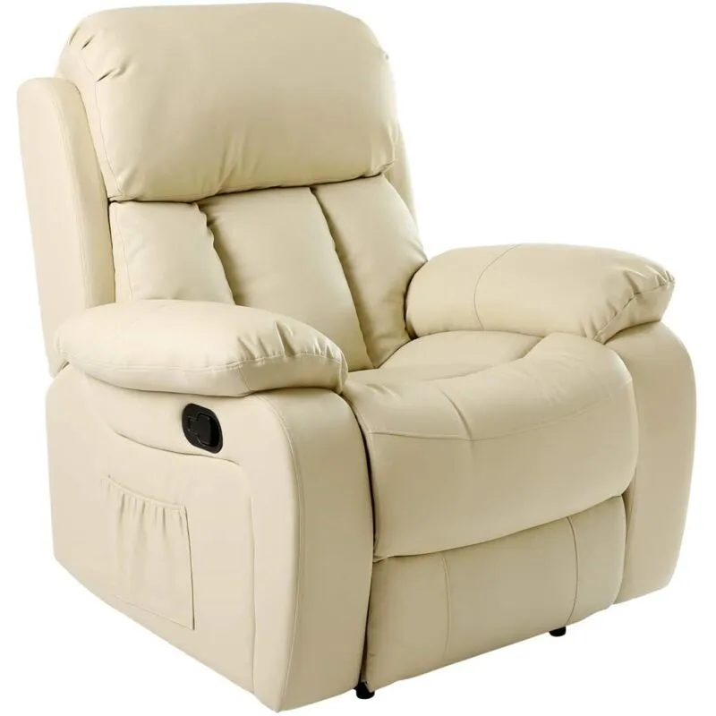 More4homes - chester cream real leather recliner armchair