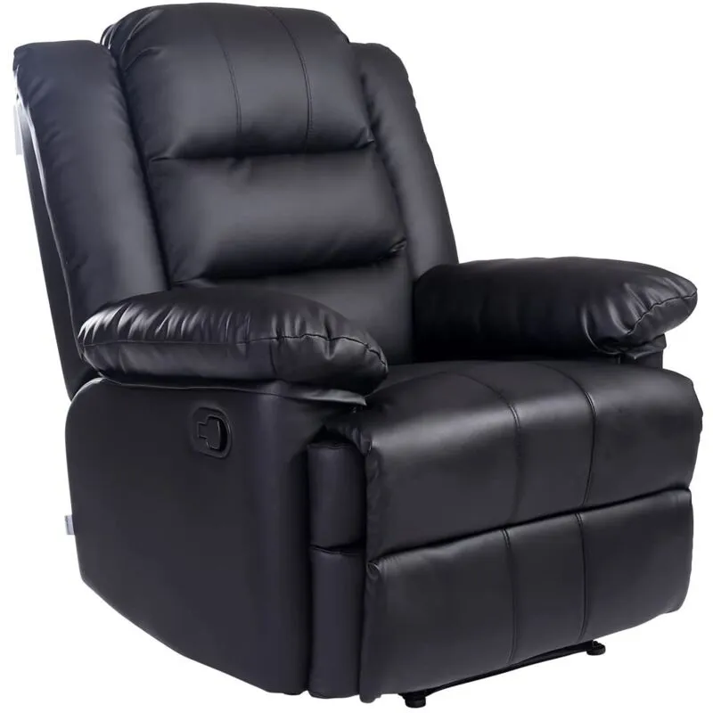 More4homes - Loxley Leather Recliner Chair - Black