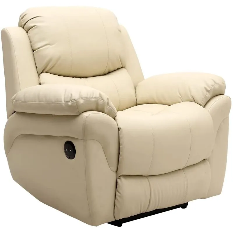 More4homes - madison cream automatic leather recliner chair