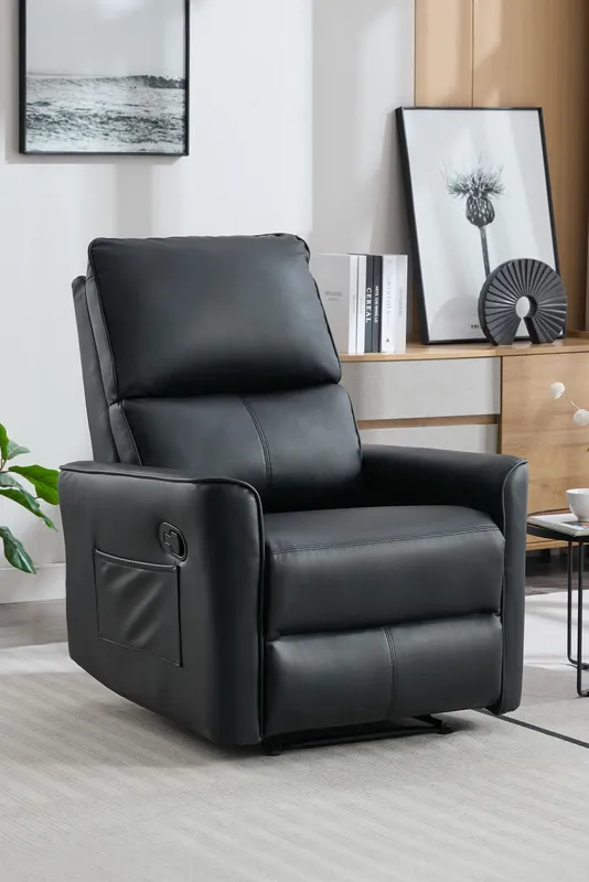 More4Homes Madrid Manual Air Leather Recliner Chair in Black Black