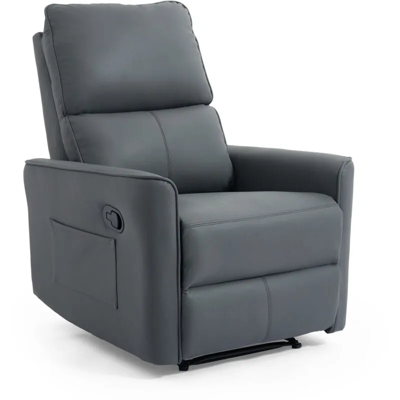 More4homes - madrid manual recliner air leather chair grey